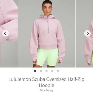 M/L  Half Zip Up Scuba Hoodie In The Color Pink Peony